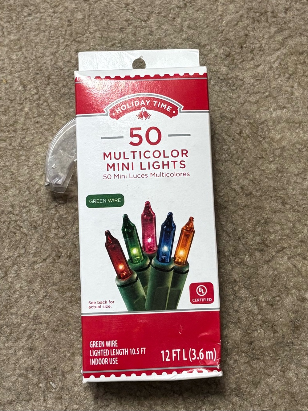 Holiday Time Red and White 50 Multicolor Mini Lights Box
